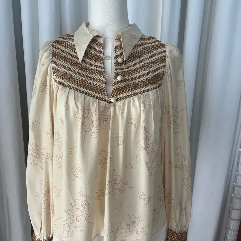 Love Binetti Emma Cream and Brown Top